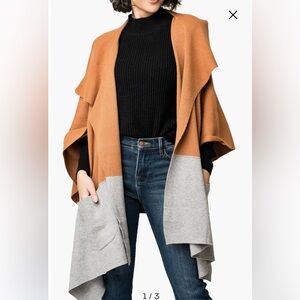 Gibsonlook Knit Cape Heather Grey Hazelnut Sweater Coat Size 1